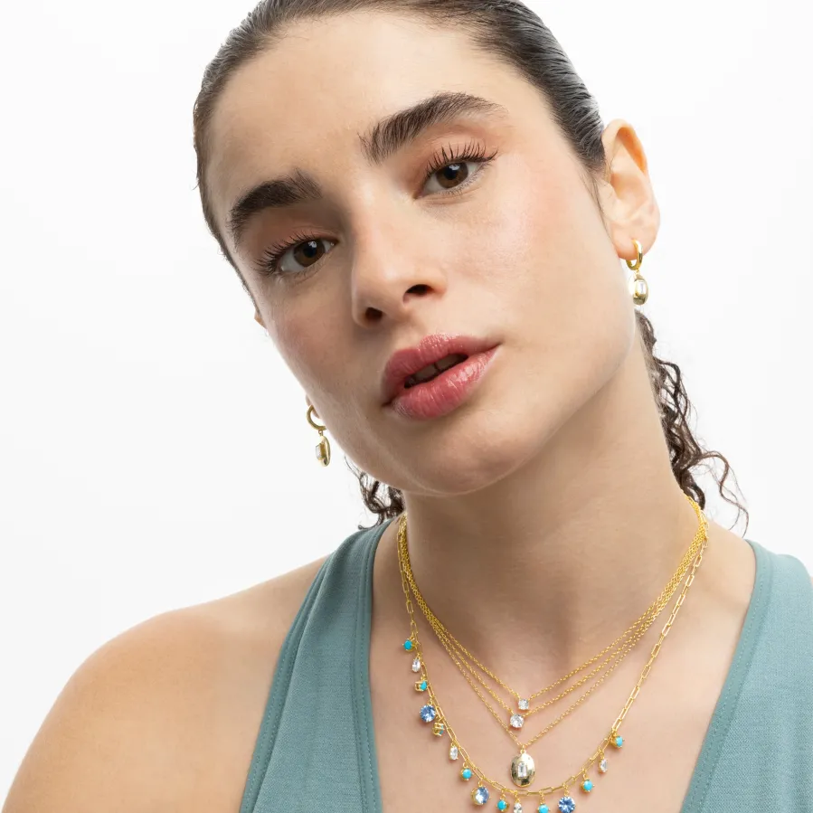 Collar de Plata de Ley 925 con Circonita Brillante acabado en oro amarillo 18K - Keval