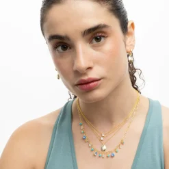 Collar de Plata de Ley 925 con Circonita Brillante acabado en oro amarillo 18K - Keval