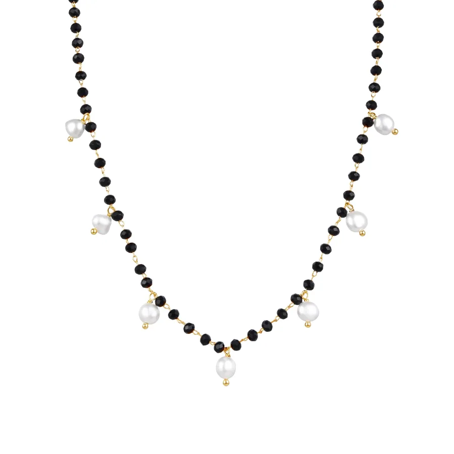 Collar de Plata de Ley 925 con Perla Blanca acabado en oro amarillo 18K - Seika