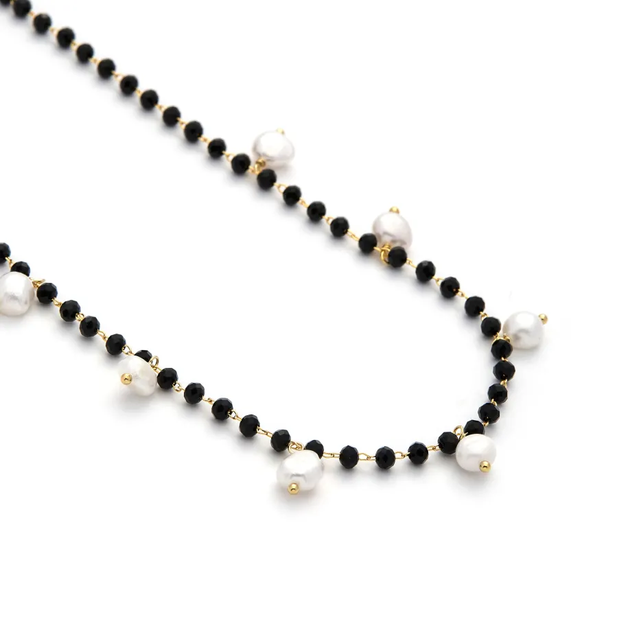 Collar de Plata de Ley 925 con Perla Blanca acabado en oro amarillo 18K - Seika