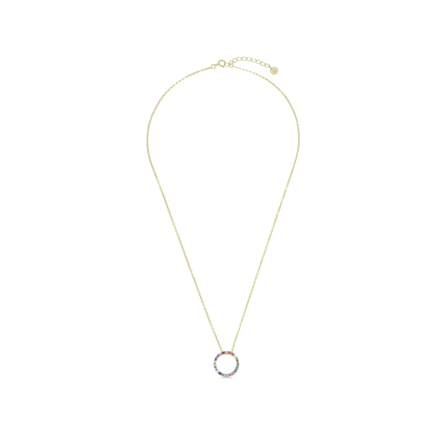 Collar de Plata de Ley 925 con Circonita Multicolor acabado en oro amarillo 18K - Hrius