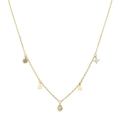 Collar de Plata de Ley 925 con Circonita Brillante acabado en oro amarillo 18K - Estrella