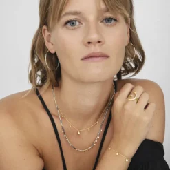 Collar de Plata de Ley 925 con Circonita Brillante acabado en oro amarillo 18K - Estrella