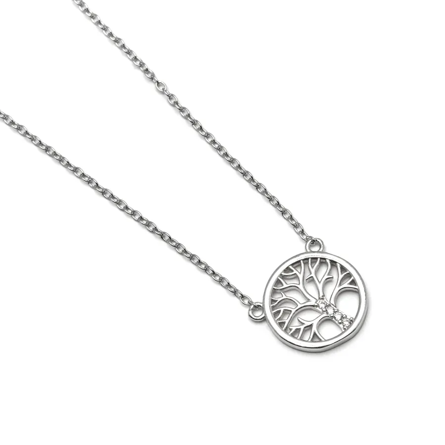 Collar de Plata de Ley 925 con Circonita Brillante acabado en rodio - Arbol Vida