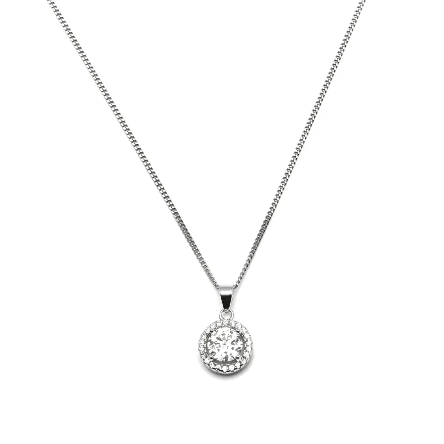 Collar de Plata de Ley 925 con Circonita Brillante acabado en rodio - Gema De Leyenda