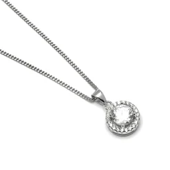 Collar de Plata de Ley 925 con Circonita Brillante acabado en rodio - Gema De Leyenda