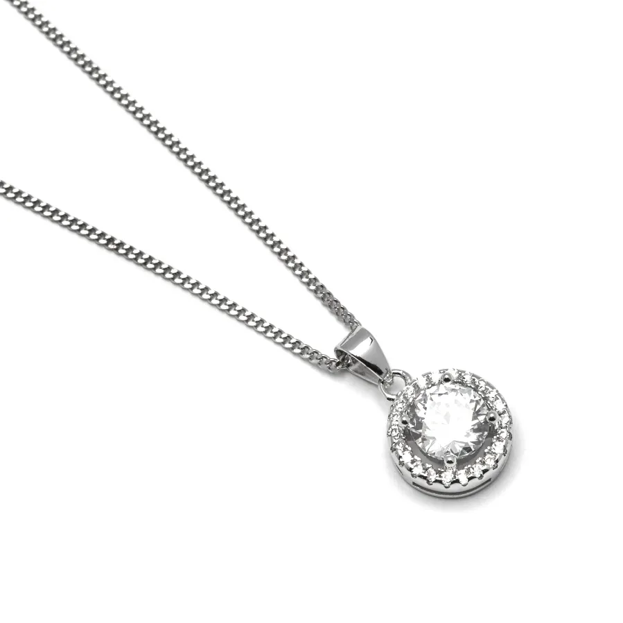 Collar de Plata de Ley 925 con Circonita Brillante acabado en rodio - Gema De Leyenda