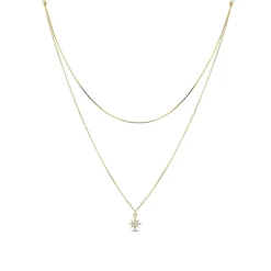 Collar de Plata de Ley 925 con Circonita Brillante acabado en oro amarillo 18K - Lialt