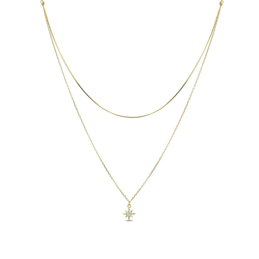Collar de Plata de Ley 925 con Circonita Brillante acabado en oro amarillo 18K - Lialt