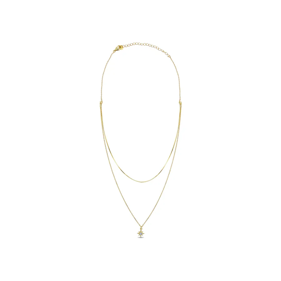 Collar de Plata de Ley 925 con Circonita Brillante acabado en oro amarillo 18K - Lialt