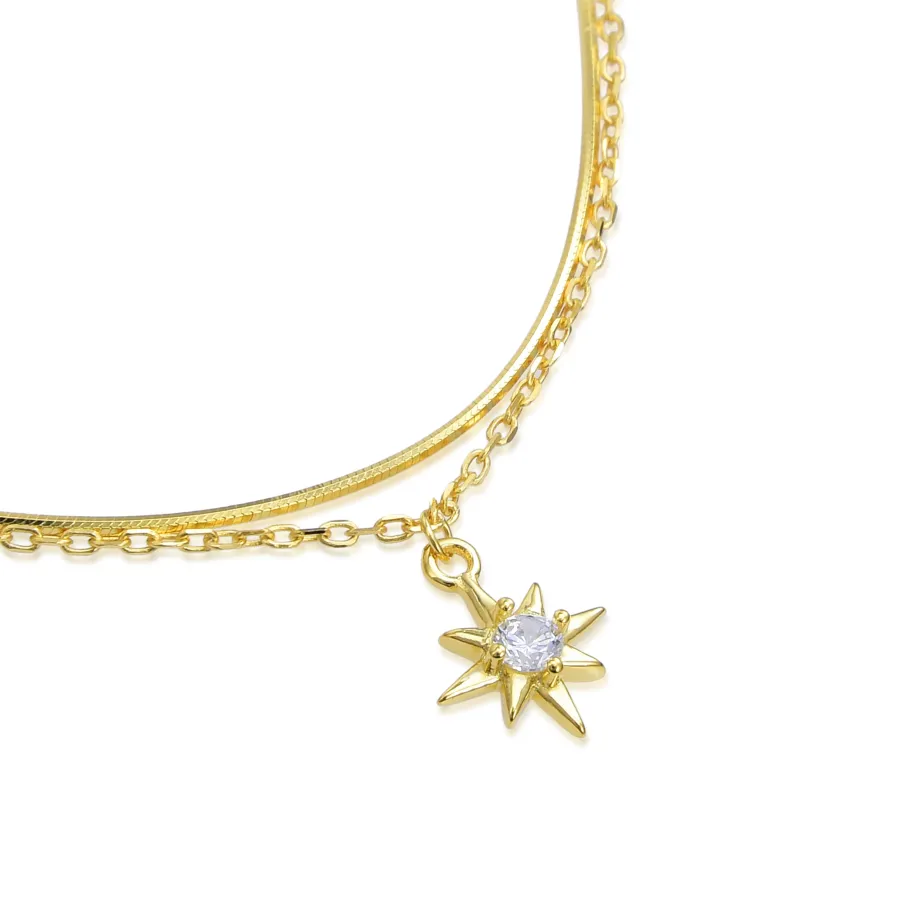 Collar de Plata de Ley 925 con Circonita Brillante acabado en oro amarillo 18K - Lialt