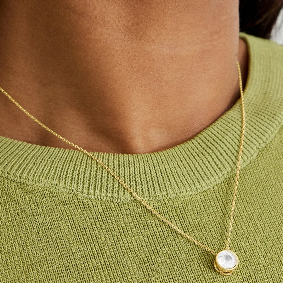 Collar de Plata de Ley 925 con Circonita Brillante acabado en oro amarillo 18K - Imrak
