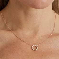 Collar de Plata de Ley 925 con Circonita Brillante acabado en oro rosa 18K - Thilak