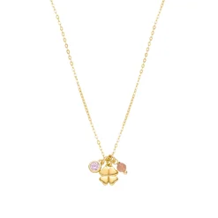 Collar de Plata de Ley 925 con Circonita Rosa acabado en oro amarillo 18K - Douala