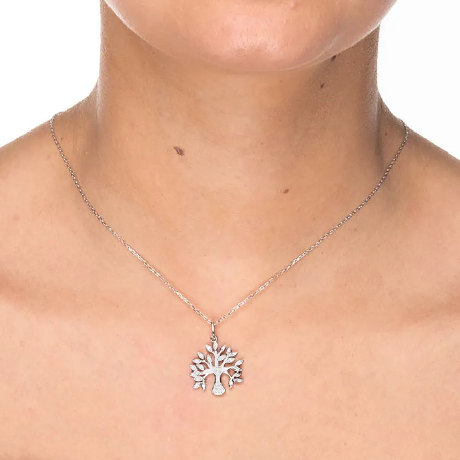 Collar de Plata de Ley 925 con Circonita Brillante acabado en rodio - Berto