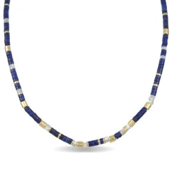 Collar de Plata de Ley 925 con Lapislazuli Natural acabado en oro amarillo 18K - Ihun