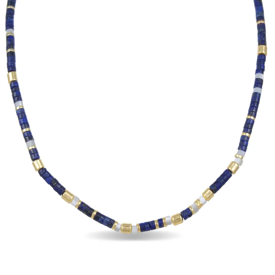Collar de Plata de Ley 925 con Lapislazuli Natural acabado en oro amarillo 18K - Ihun