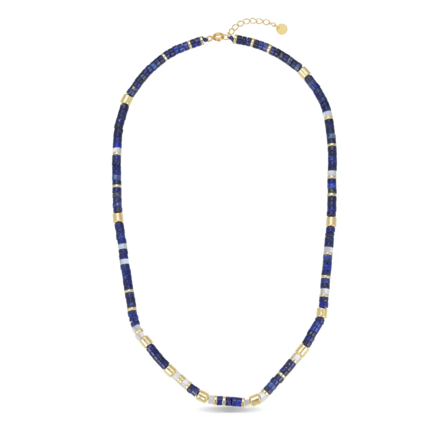 Collar de Plata de Ley 925 con Lapislazuli Natural acabado en oro amarillo 18K - Ihun