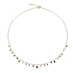Collar de Plata de Ley 925 con Cristal Multicolor acabado en oro amarillo 18K - Natsad