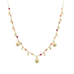 Collar de Plata de Ley 925 con Cristal Multicolor acabado en oro amarillo 18K - Sekhay