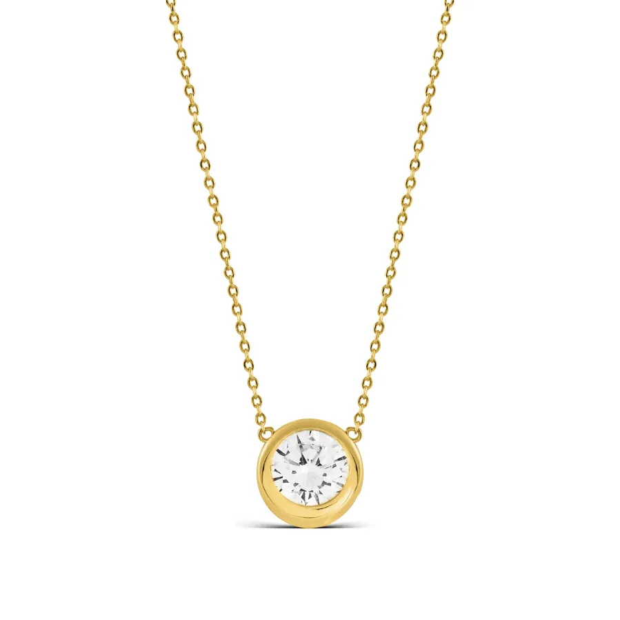 Collar de Plata de Ley 925 con Circonita Brillante acabado en oro amarillo 18K - Imrak