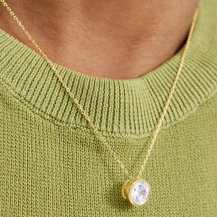 Collar de Plata de Ley 925 con Circonita Brillante acabado en oro amarillo 18K - Imrak