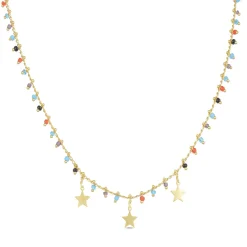 Collar de Plata de Ley 925 con Cuarzo Hidrotermal Multicolor acabado en oro amarillo 18K - Beos