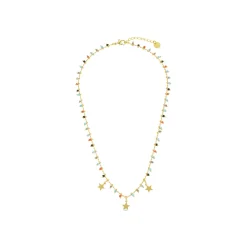 Collar de Plata de Ley 925 con Cuarzo Hidrotermal Multicolor acabado en oro amarillo 18K - Beos