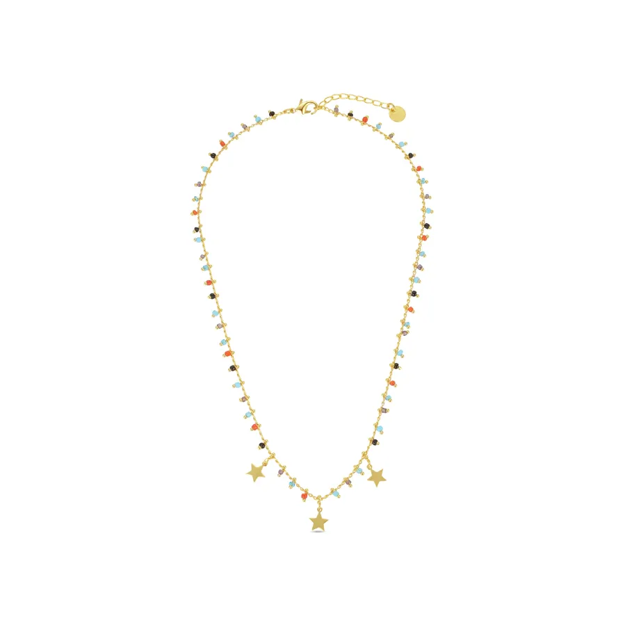 Collar de Plata de Ley 925 con Cuarzo Hidrotermal Multicolor acabado en oro amarillo 18K - Beos