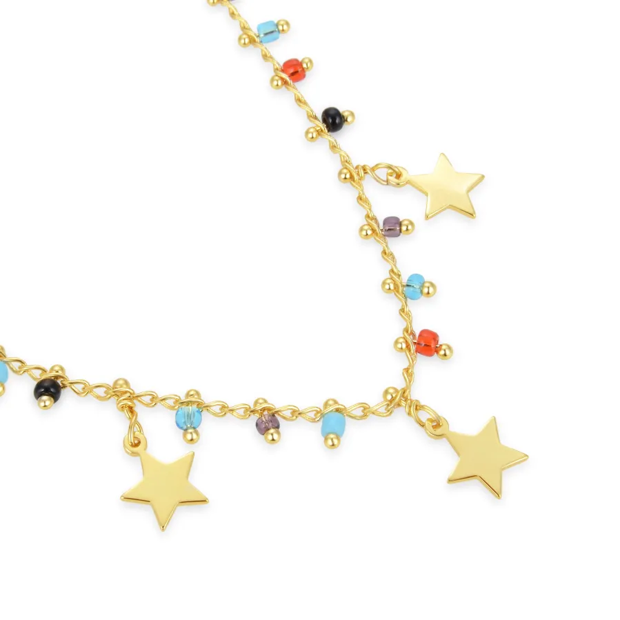 Collar de Plata de Ley 925 con Cuarzo Hidrotermal Multicolor acabado en oro amarillo 18K - Beos