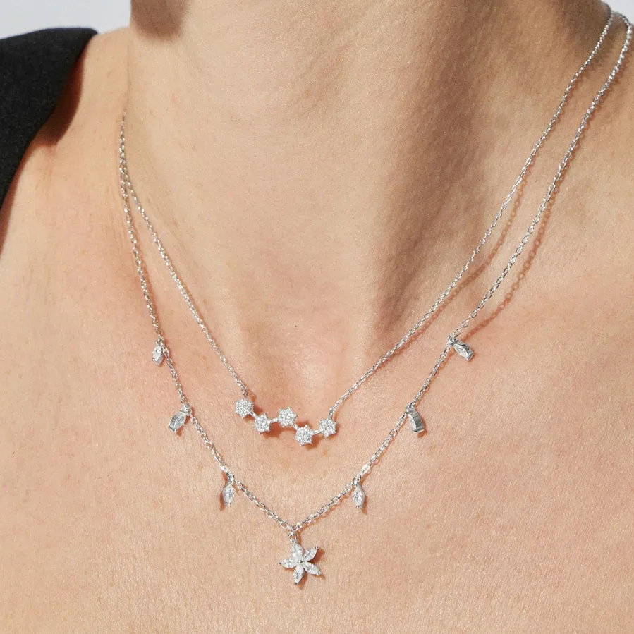 Collar de Plata de Ley 925 con Circonita Brillante acabado en rodio - Rani