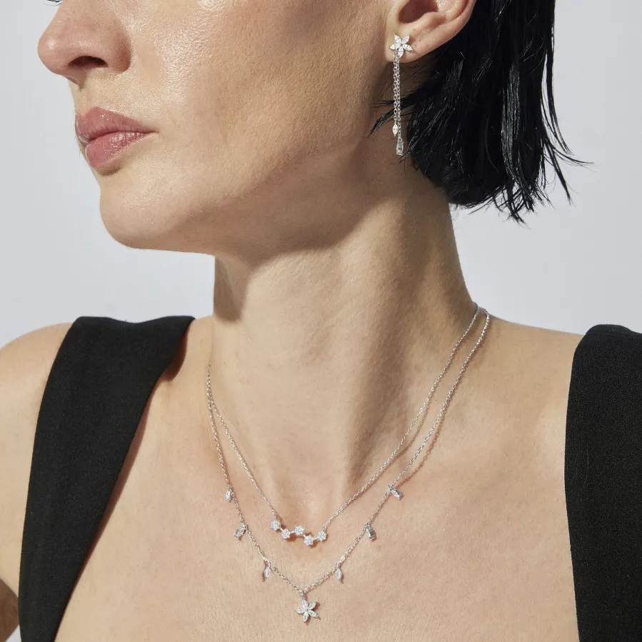 Collar de Plata de Ley 925 con Circonita Brillante acabado en rodio - Rani