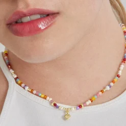 Collar de Plata de Ley 925 con Cristal Multicolor acabado en oro amarillo 18K - Nymox