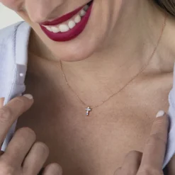 Collar de Plata de Ley 925 con Circonita Multicolor acabado en oro rosa 18K - Kon