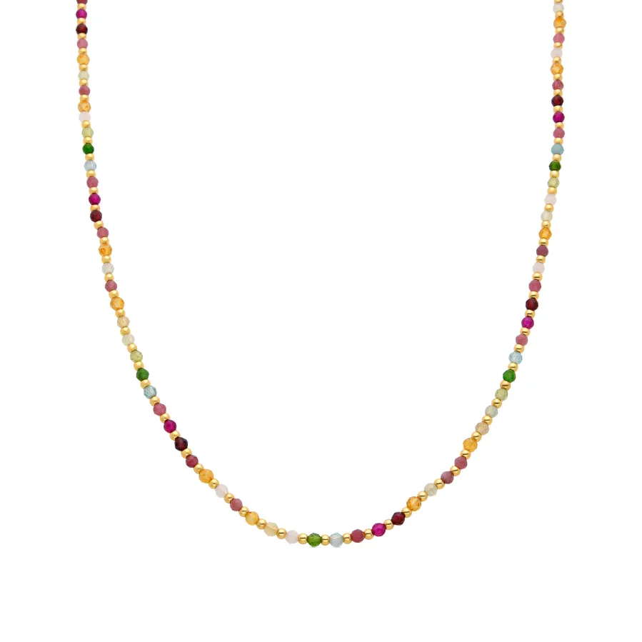 Collar de Plata de Ley 925 con Cristal Multicolor acabado en oro amarillo 18K - Dirrim