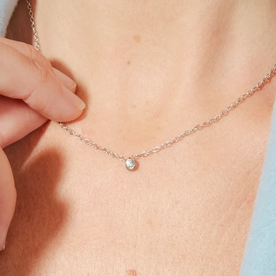 Collar de Plata de Ley 925 con Circonita Brillante acabado en rodio - Imrak