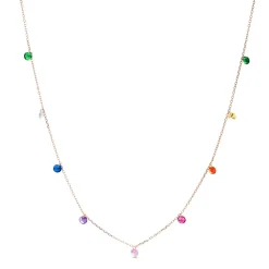 Collar de Plata de Ley 925 con Circonita Multicolor acabado en oro rosa 18K - Rolcon