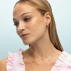 Collar de Plata de Ley 925 con Circonita Multicolor acabado en oro rosa 18K - Rolcon