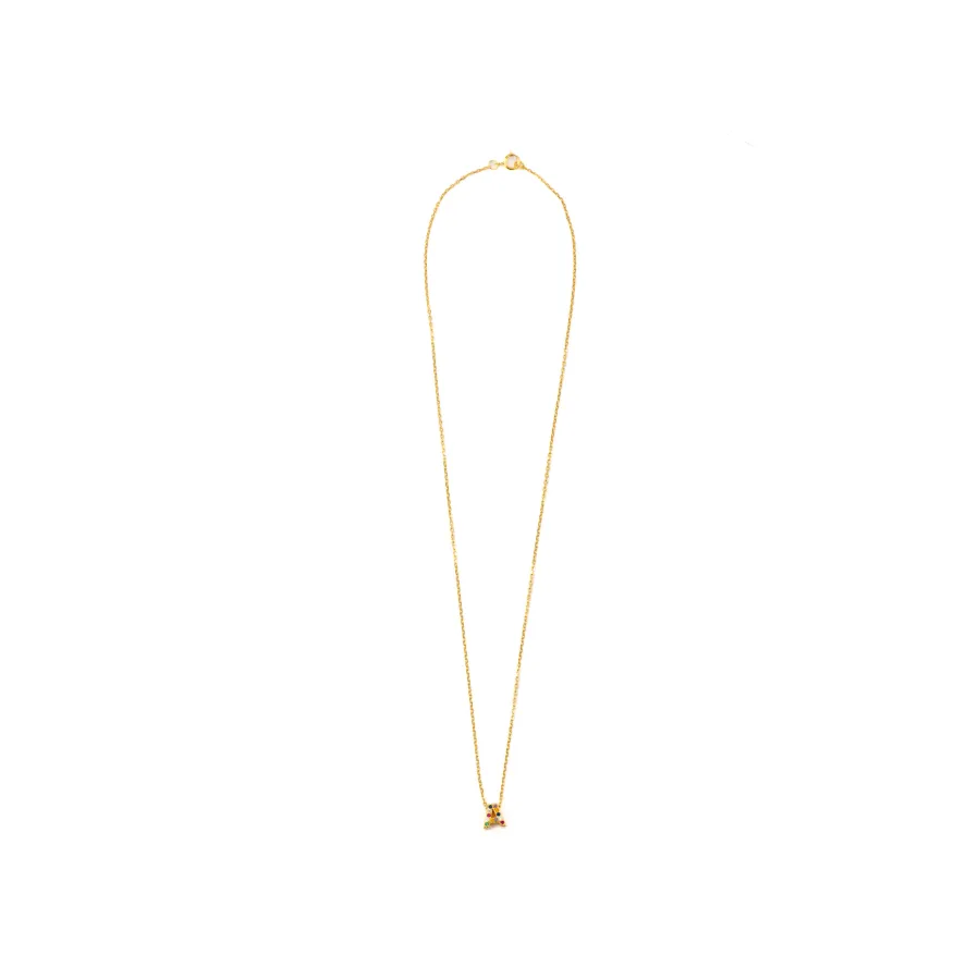 Collar de Plata de Ley 925 con Circonita Multicolor acabado en oro amarillo 18K - Alphabet