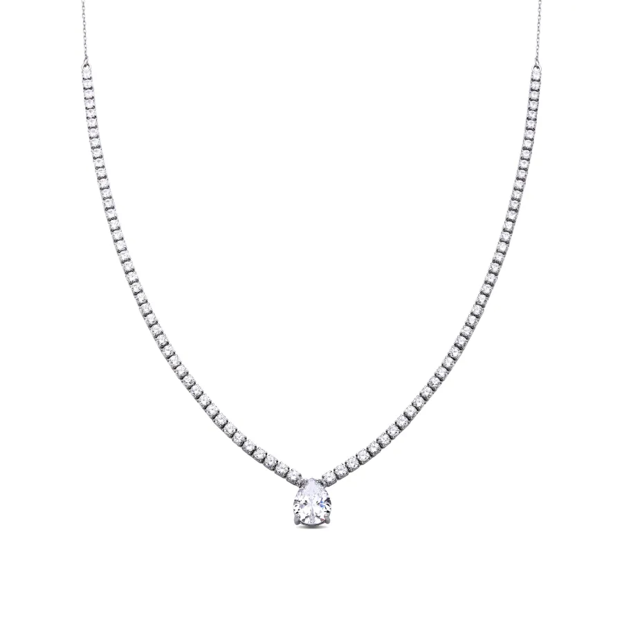 Collar de Plata de Ley 925 con Circonita Brillante acabado en rodio - Guoi