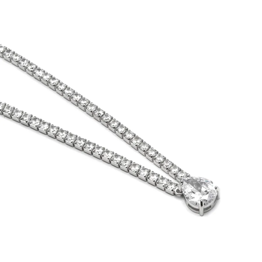 Collar de Plata de Ley 925 con Circonita Brillante acabado en rodio - Guoi