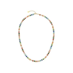 Collar de Plata de Ley 925 con Cristal Multicolor acabado en oro amarillo 18K - Ihun
