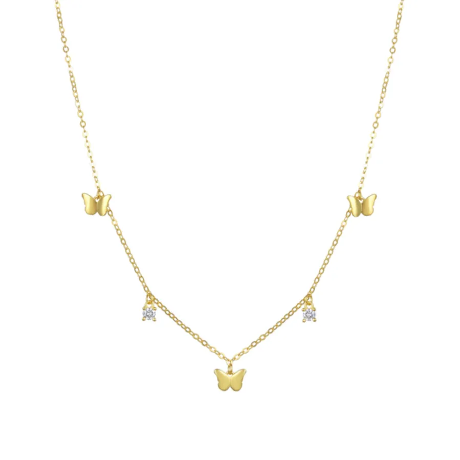 Collar de Plata de Ley 925 con Circonita Brillante acabado en oro amarillo 18K - Nall