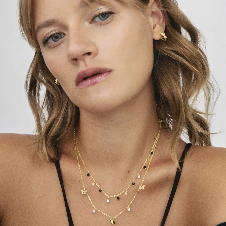 Collar de Plata de Ley 925 con Circonita Brillante acabado en oro amarillo 18K - Nall