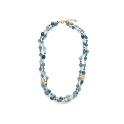 Collar de Plata de Ley 925 y Cristal Azul acabado en oro amarillo 18k - Aswudi