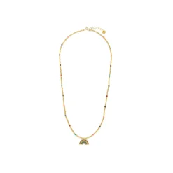 Collar de Plata de Ley 925 y Circonita Multicolor acabado en oro amarillo 18k - Nivart