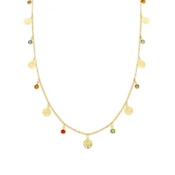 Collar de Plata de Ley 925 y Circonita Multicolor acabado oro amarillo de 18k - Shapio