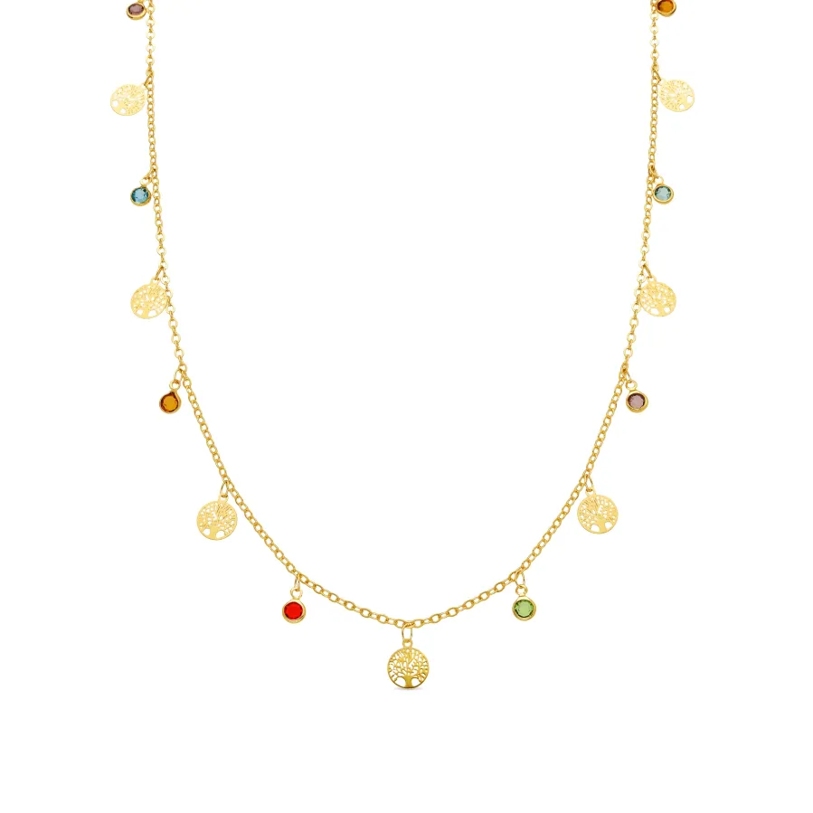 Collar de Plata de Ley 925 y Circonita Multicolor acabado oro amarillo de 18k - Shapio