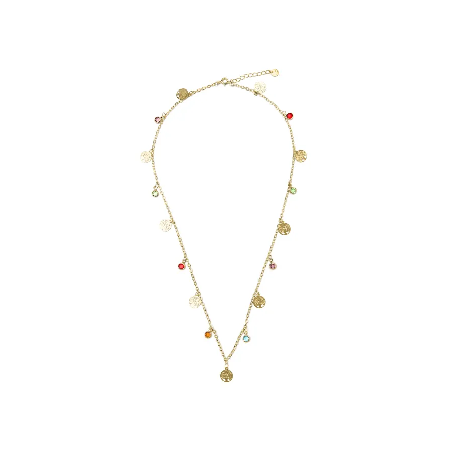 Collar de Plata de Ley 925 y Circonita Multicolor acabado oro amarillo de 18k - Shapio