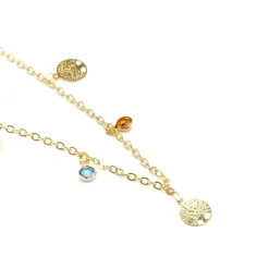 Collar de Plata de Ley 925 y Circonita Multicolor acabado oro amarillo de 18k - Shapio
